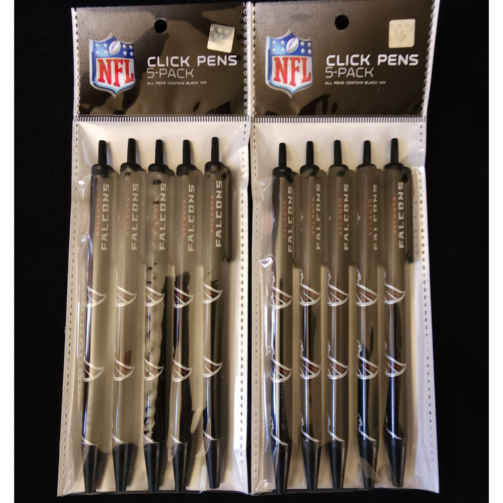 New Football Team Atlanta Falcons NFL Licensed Lot 10 Pack Black Ink Click Pens